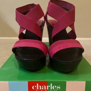 Charles David fuschia platforms (size 6.5M)